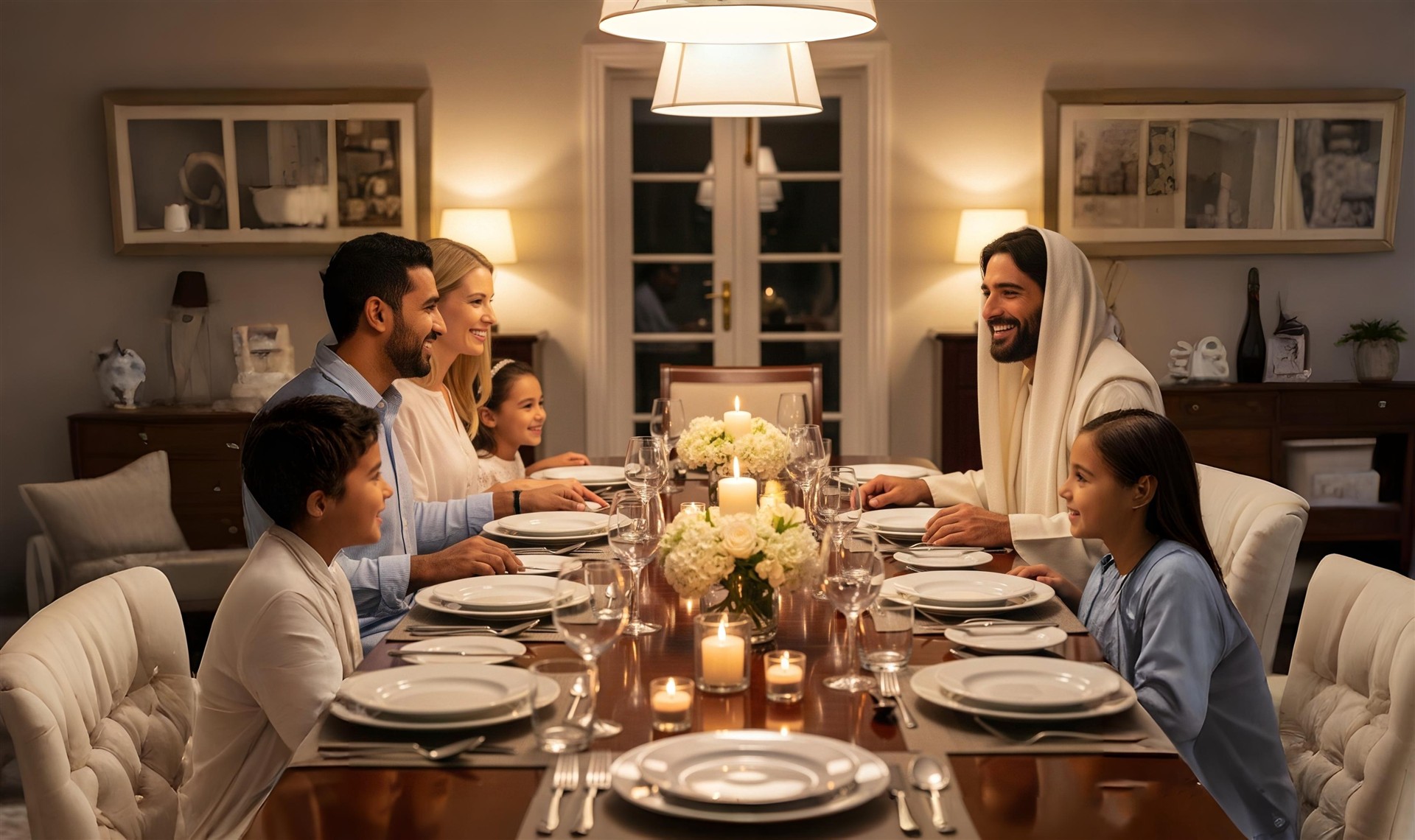 Família reunida em comunhão
